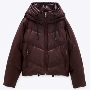 Zara burgundy puffer coat